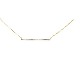 DIAMOND CLOSEOUT! .06ct 14k Yellow Gold Diamond Bar Line Pendant Necklace 16" + 1" Ext