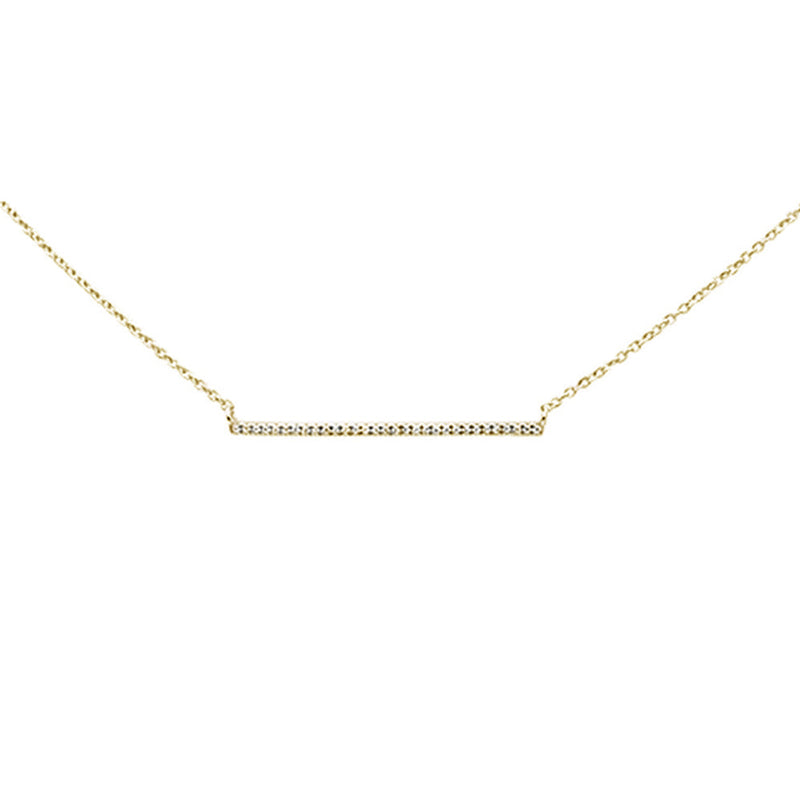 DIAMOND CLOSEOUT! .06ct 14k Yellow Gold Diamond Bar Line Pendant Necklace 16" + 1" Ext