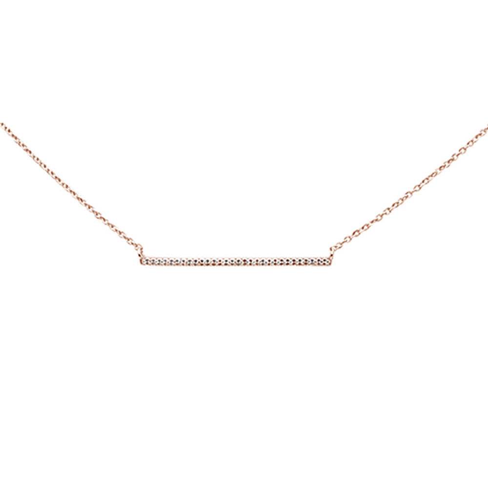 DIAMOND CLOSEOUT! .05ct 14k Rose Gold Diamond Bar Pendant Necklace 16" + 1" Ext