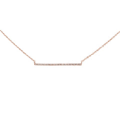 DIAMOND CLOSEOUT! .05ct 14k Rose Gold Diamond Bar Pendant Necklace 16" + 1" Ext