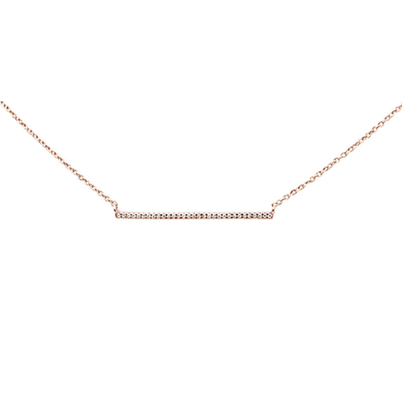 DIAMOND CLOSEOUT! .05ct 14k Rose Gold Diamond Bar Pendant Necklace 16" + 1" Ext