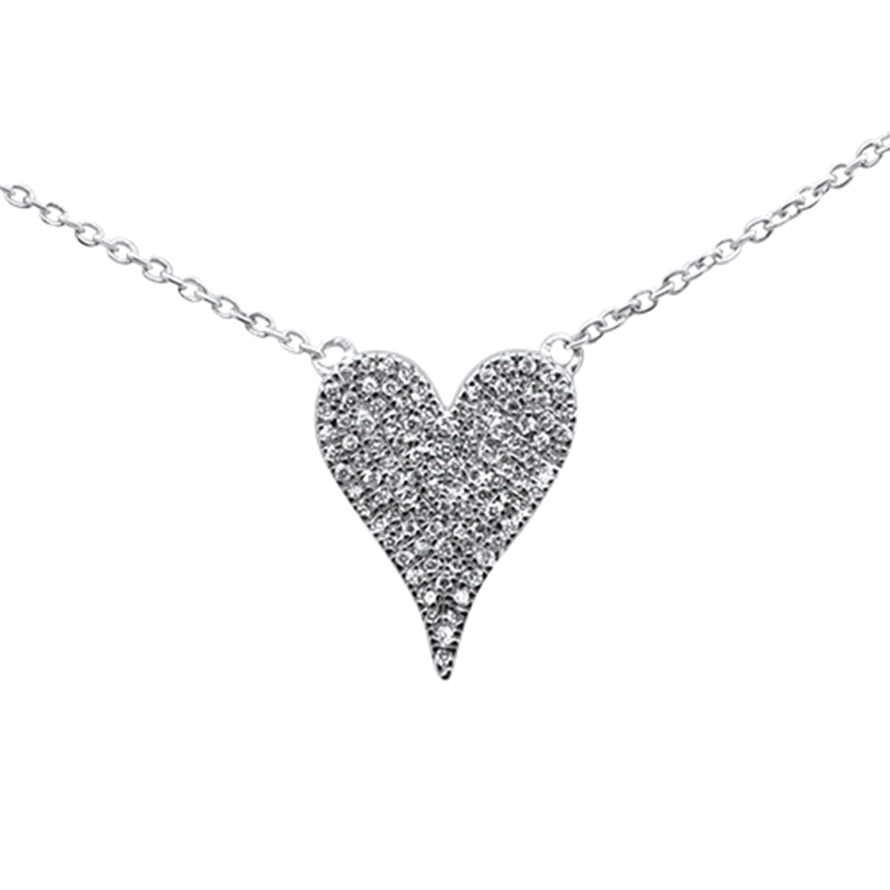 DIAMOND CLOSEOUT!  .23ct 14K White Gold Trendy Modern Heart Diamond Necklace 16" + 1" Ext