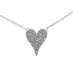DIAMOND CLOSEOUT!  .23ct 14K White Gold Trendy Modern Heart Diamond Necklace 16" + 1" Ext