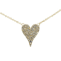 DIAMOND CLOSEOUT! .14CT G SI 14K Yellow Gold Diamond Heart Drop Trendy Pendant Necklace 18"