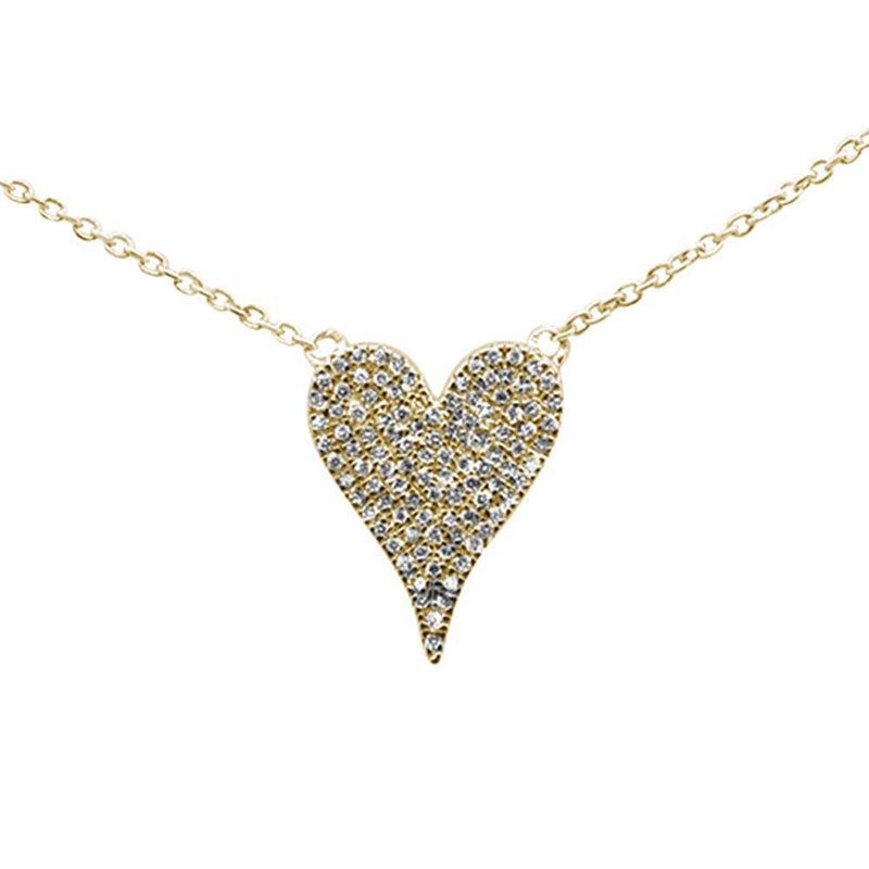 DIAMOND CLOSEOUT! .14CT G SI 14K Yellow Gold Diamond Heart Drop Trendy Pendant Necklace 18"