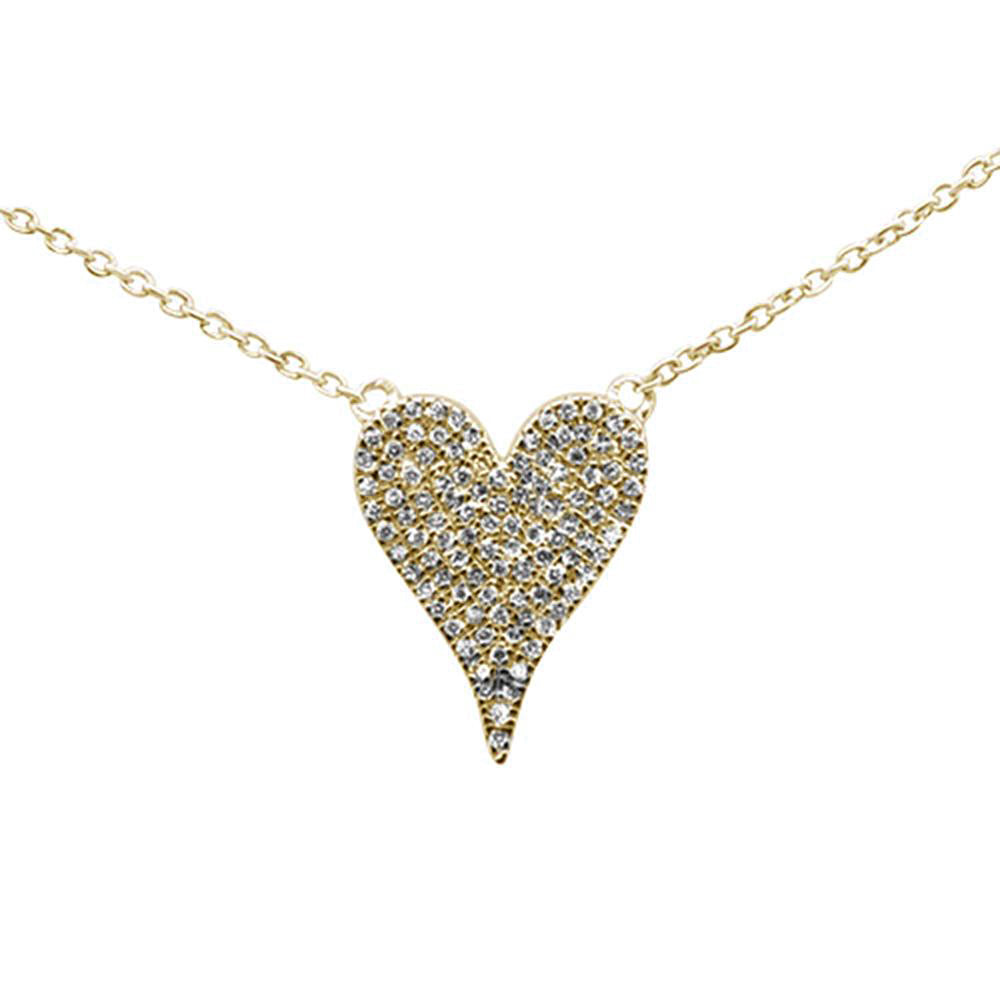 SPECIAL! .33ct G SI 14K Yellow Gold Diamond Heart Drop Trendy Pendant Necklace 16+2" Ext