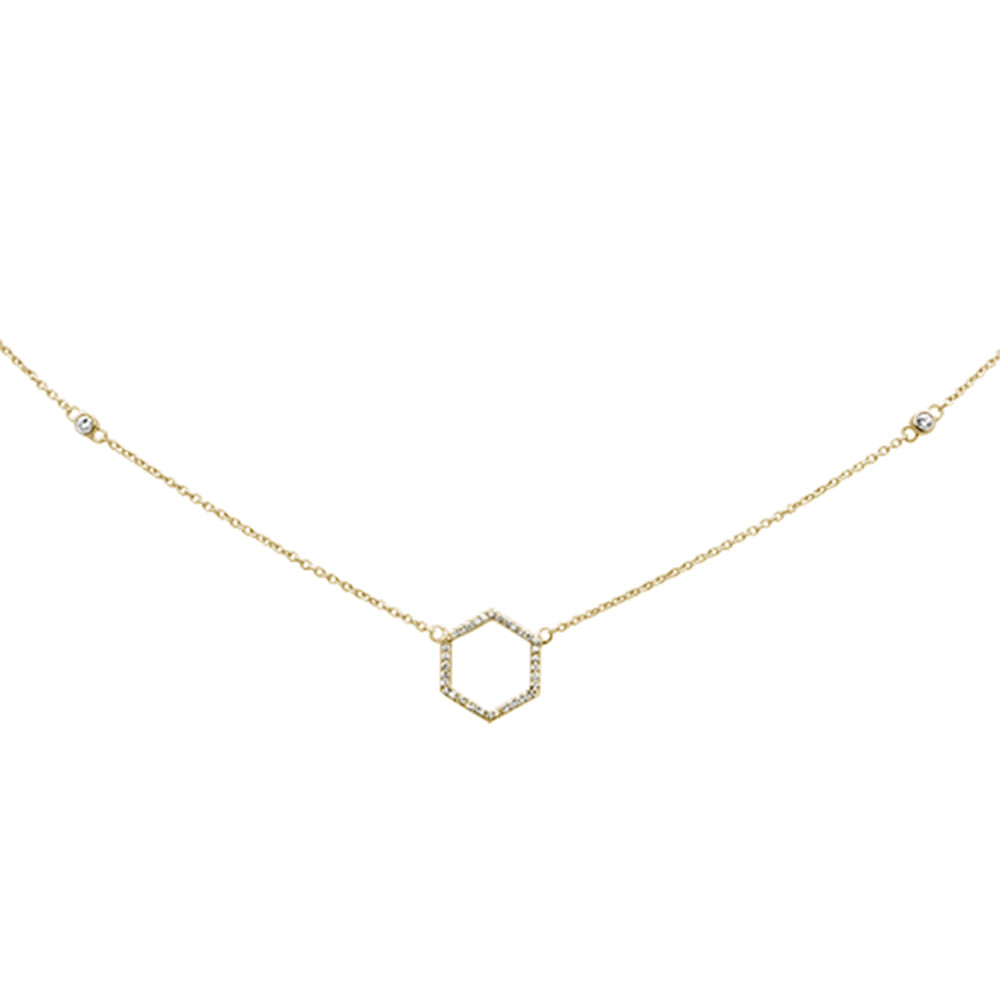 DIAMOND CLOSEOUT! .13ct 14KT Yellow Gold Diamond Geometric Shape Circle Pendant Necklace 18"