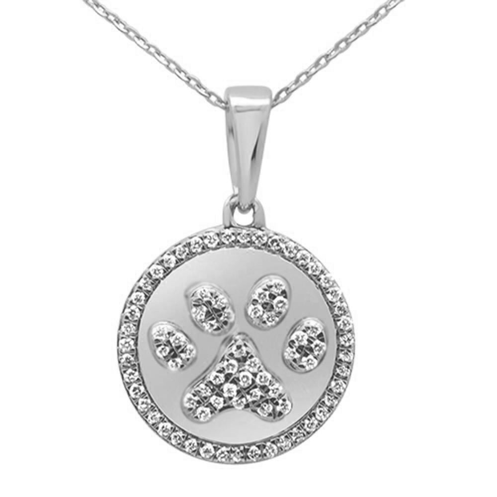 DIAMOND CLOSEOUT! .34ct G SI 14K White Gold Diamond Paw Print Pendant Necklace 18"