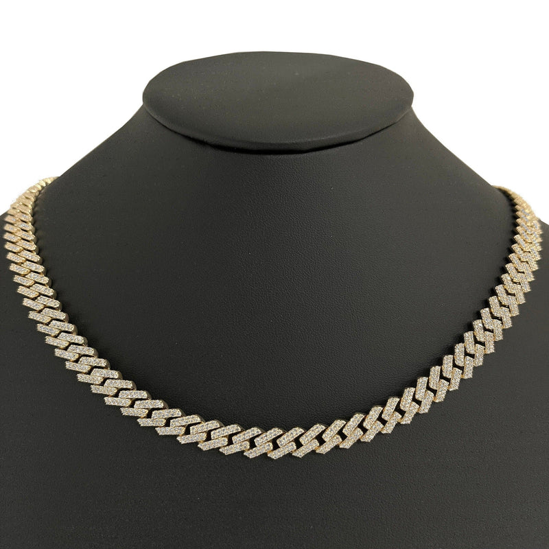 DIAMOND CLOSEOUT!  9MM 10.87ct 14KT Yellow Gold Diamond Square Cuban Link Necklace 22"