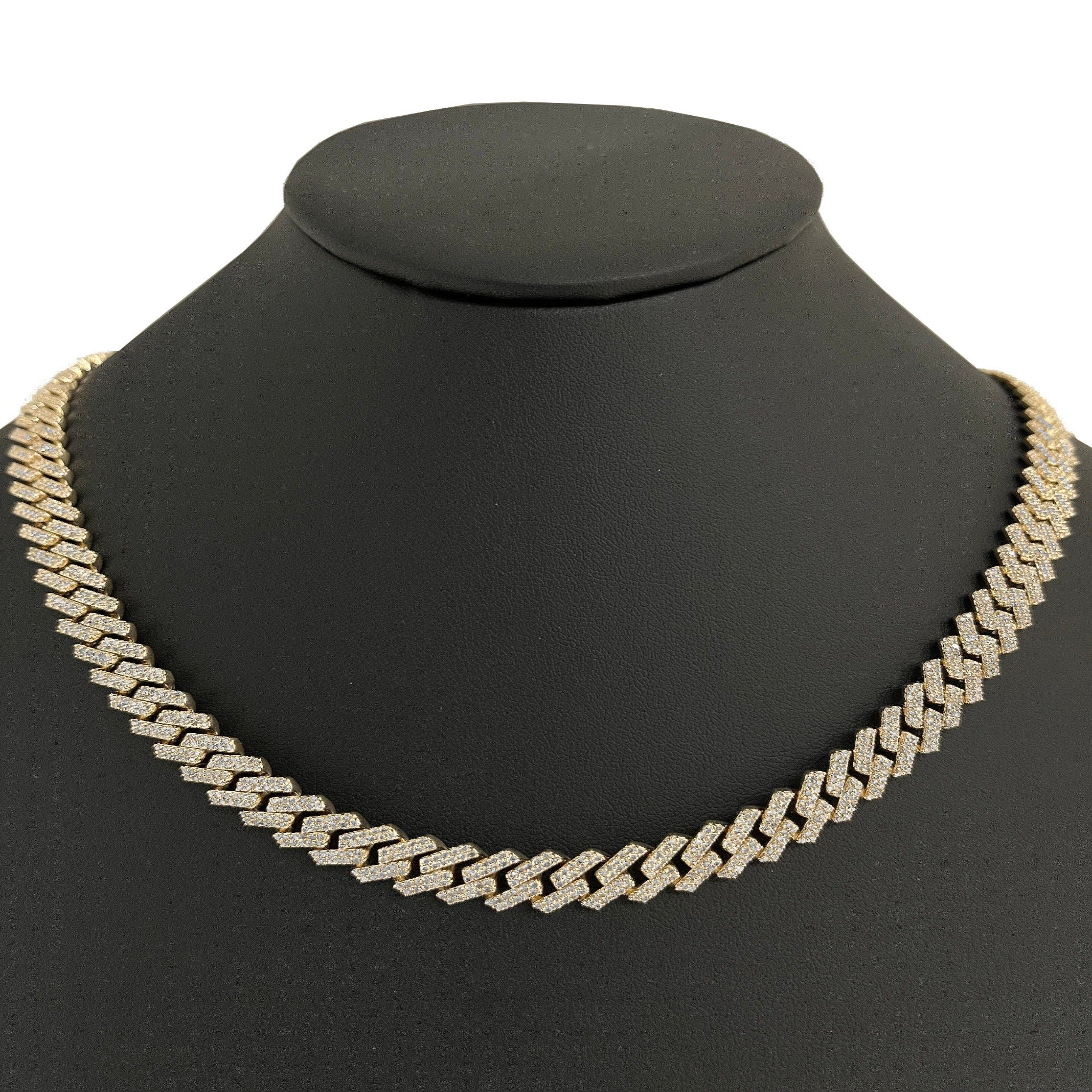 DIAMOND CLOSEOUT!  9MM 10.74ct 14k Yellow Gold Diamond Square Cuban Necklace 22"