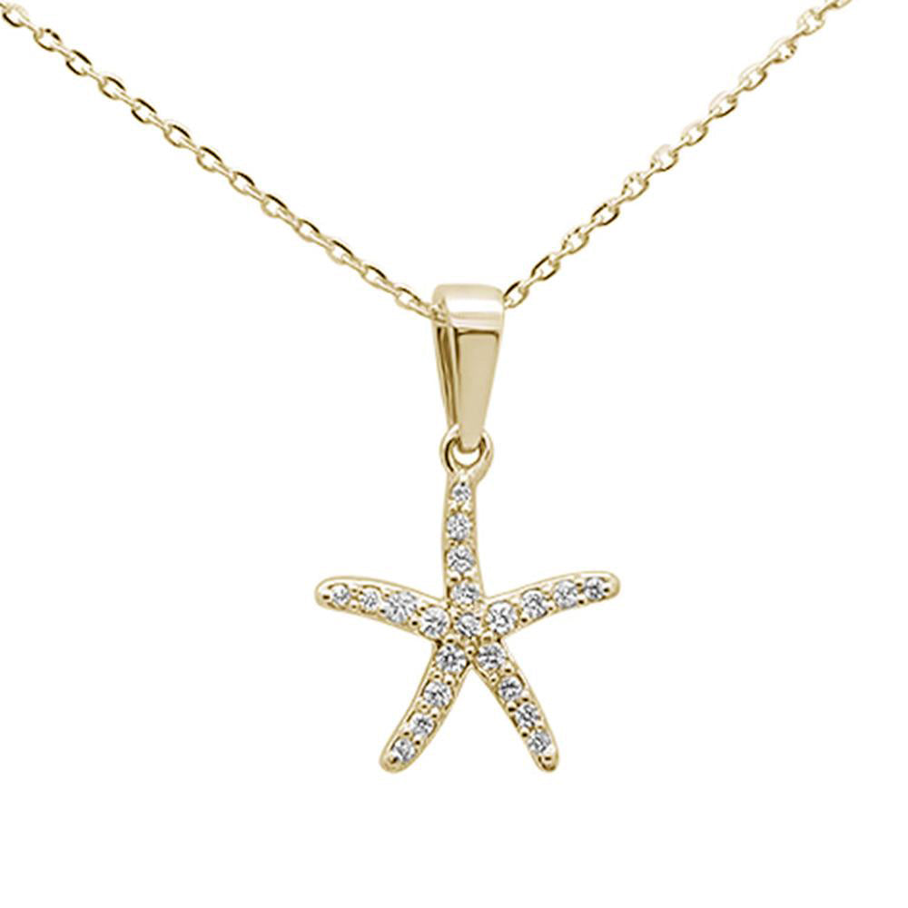 SPECIAL! .12ct 14K Yellow Gold Diamond Starfish Pendant Necklace 18"