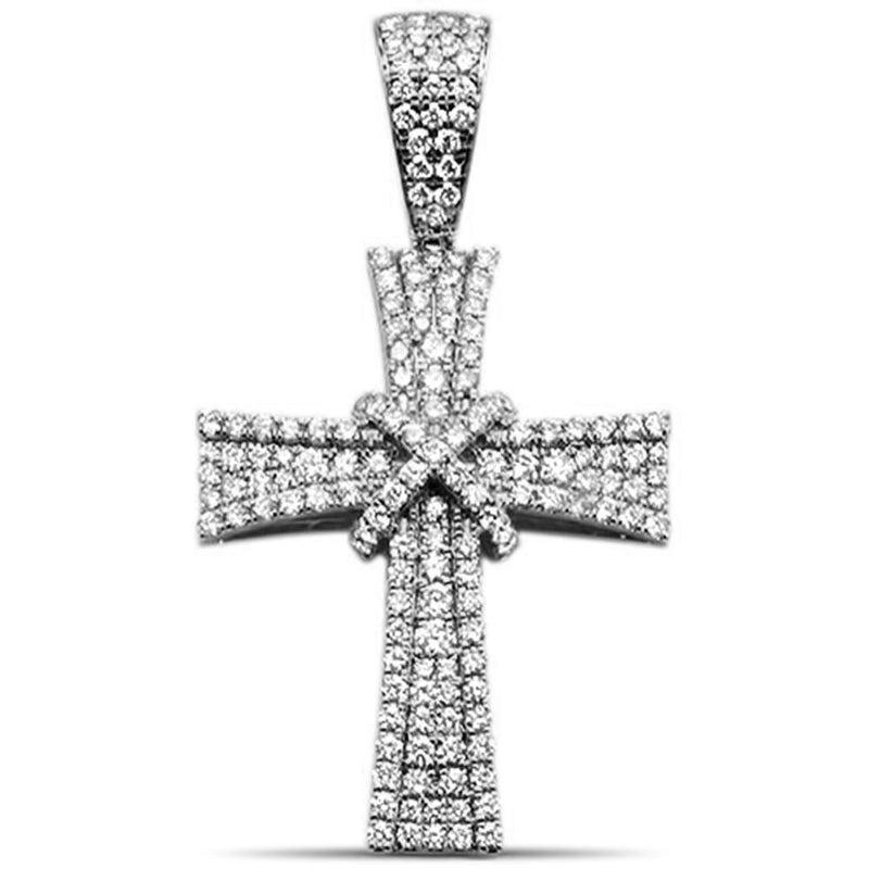 DIAMOND CLOSEOUT!  1.78CT G SI 10K White Gold Diamond Hip Hop Iced out Cross Pendant