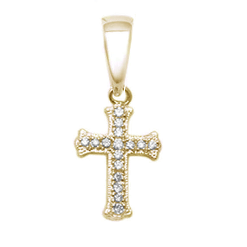 DIAMOND  CLOSEOUT! .09ct 10kt Yellow Gold Round Diamond Cross Charm Pendant