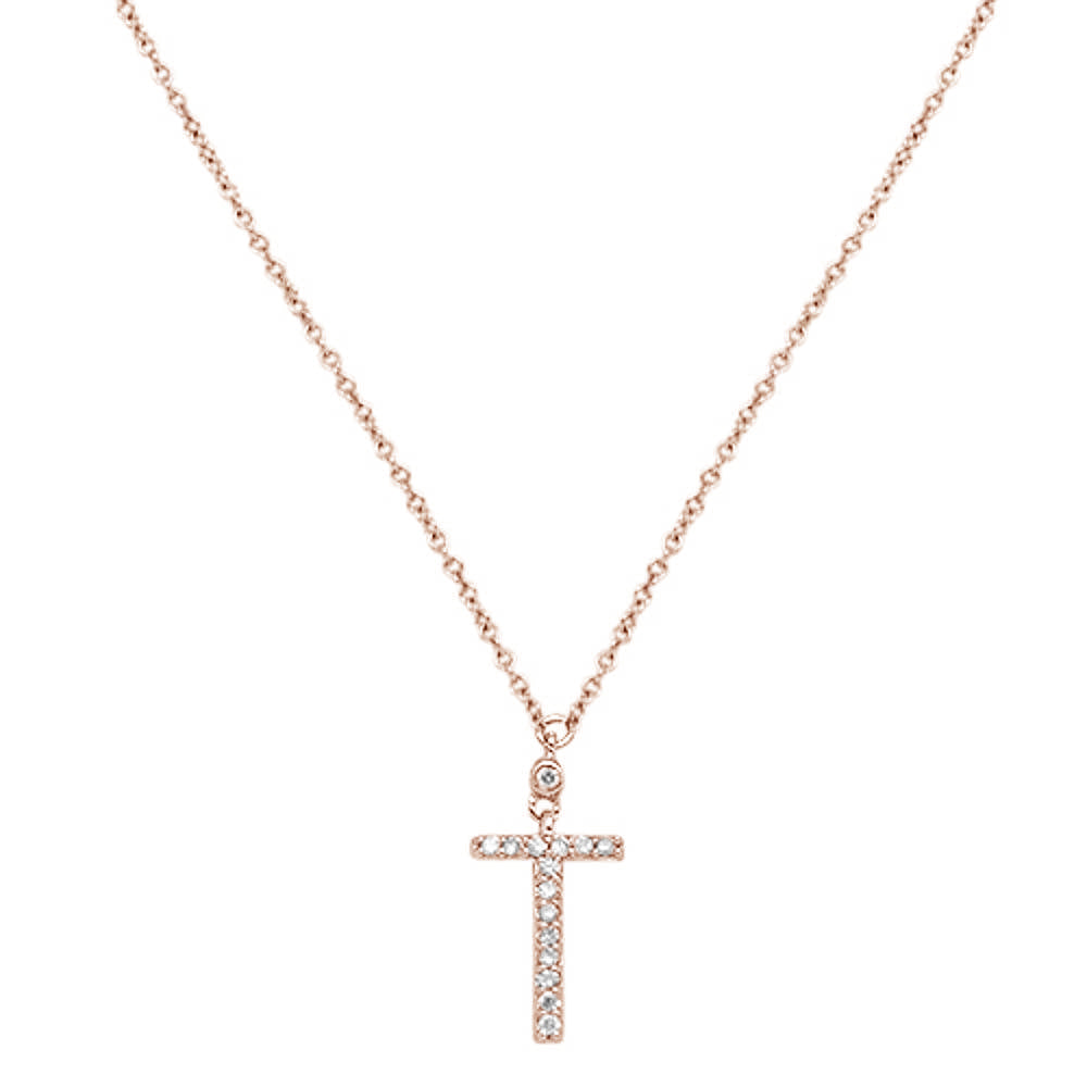 DIAMOND CLOSEOUT! .07ct G SI 10K Rose Gold Diamond Cross Pendant Necklace 18"