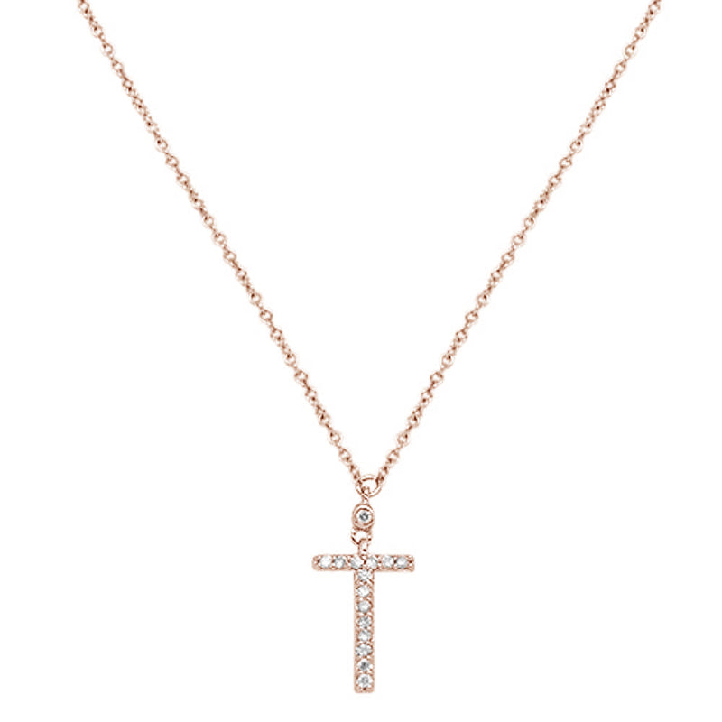 DIAMOND CLOSEOUT! .07ct G SI 10K Rose Gold Diamond Cross Pendant Necklace 18"