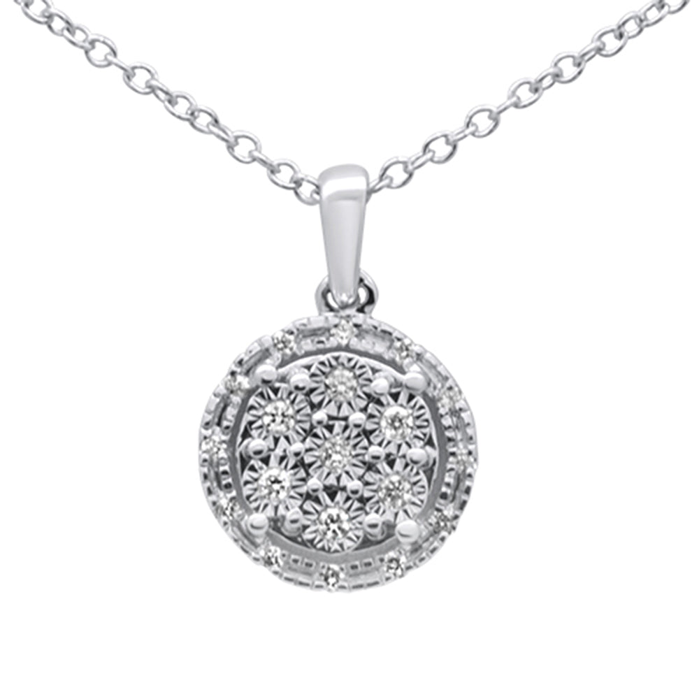 DIAMOND CLOSEOUT! .10ct 10K White Gold Diamond Round Pendant Necklace 18"