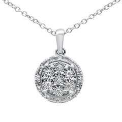 DIAMOND CLOSEOUT! .10ct 10K White Gold Diamond Round Pendant Necklace 18"