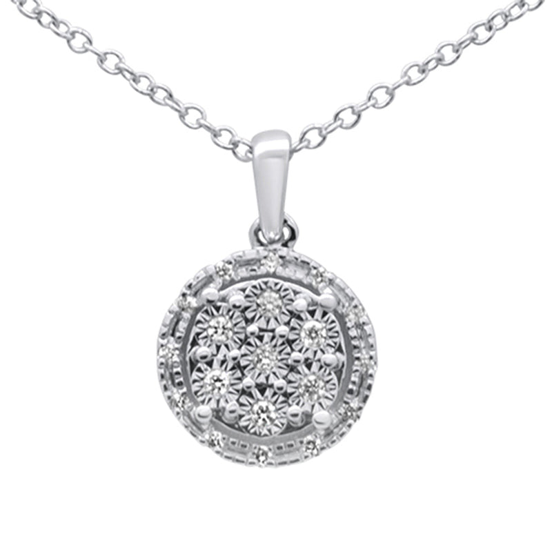 DIAMOND CLOSEOUT! .10ct 10K White Gold Diamond Round Pendant Necklace 18"