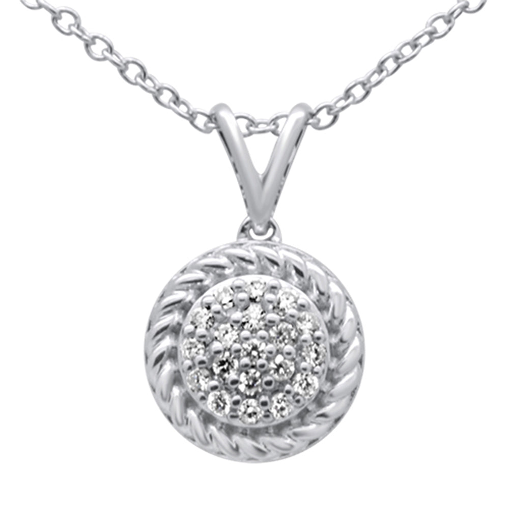 DIAMOND CLOSEOUT! .12ct 10K White Gold Diamond Round Pendant Necklace 18"