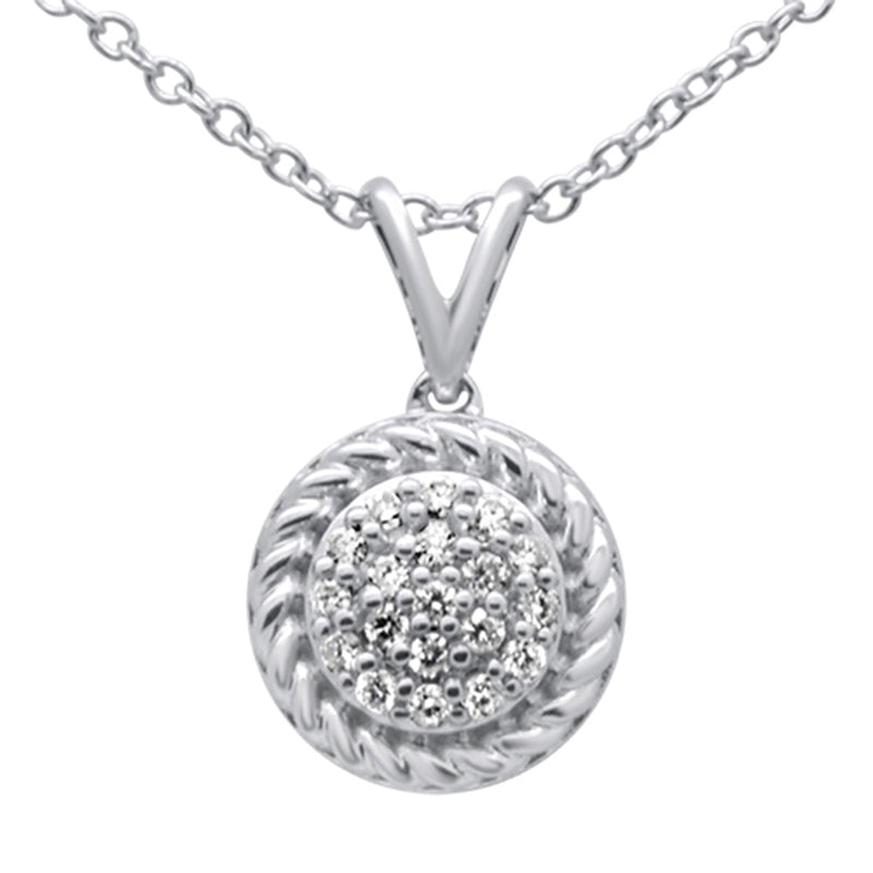 DIAMOND CLOSEOUT! .12ct 10K White Gold Diamond Round Pendant Necklace 18"