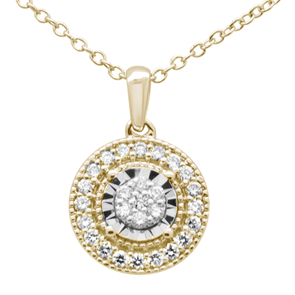 DIAMOND CLOSEOUT! .25ct 10K Yellow Gold Diamond Round Halo Pendant Necklace 18"