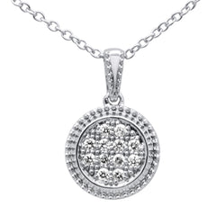 DIAMOND CLOSEOUT!  .10ct 10K White Gold Diamond Solitaire Pendant Necklace 18"