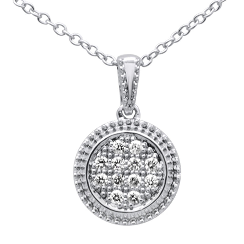 DIAMOND CLOSEOUT!  .10ct 10K White Gold Diamond Solitaire Pendant Necklace 18"