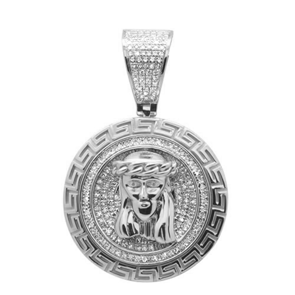 DIAMOND CLOSEOUT!  .48CT G SI 10KT White Gold Diamond Jesus Head Iced Out Charm Pendant