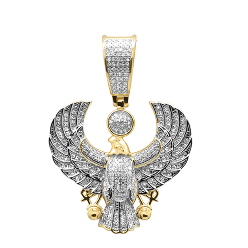 DIAMOND CLOSEOUT! .63ct G SI 10K Yellow Gold Diamond Men's Iced Out Micro Pave Eagle Charm Pendant