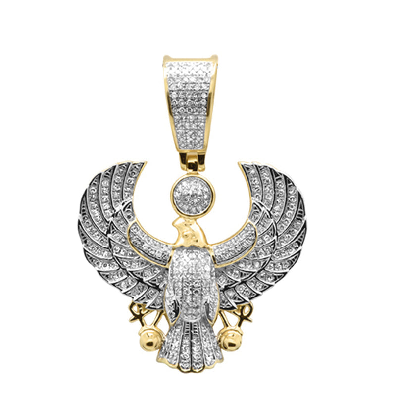 DIAMOND CLOSEOUT! .63ct G SI 10K Yellow Gold Diamond Men's Iced Out Micro Pave Eagle Charm Pendant