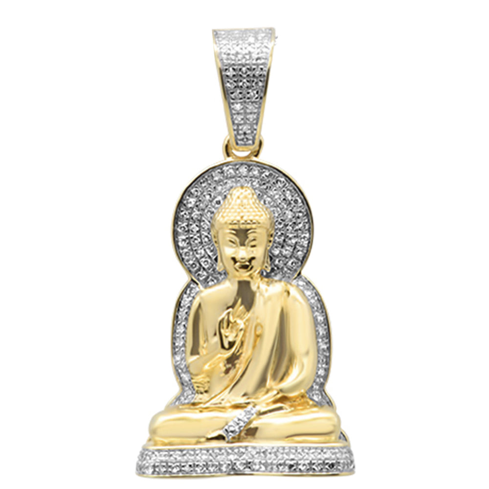 DIAMOND CLOSEOUT! .40ct G SI 10K Yellow Gold Micro Pave Gautama Buddha Diamond Charm Pendant