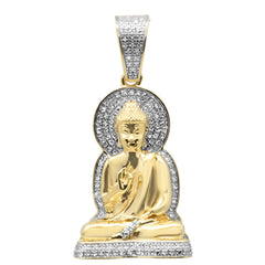 DIAMOND CLOSEOUT! .40ct G SI 10K Yellow Gold Micro Pave Gautama Buddha Diamond Charm Pendant