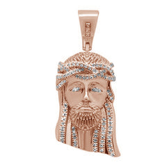 DIAMOND CLOSEOUT!  .22ct G SI 10K Rose Gold Micro Pave Jesus Head Diamond Charm Pendant