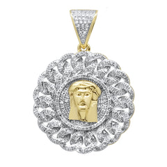 DIAMOND CLOSEOUT! .67ct G SI 10K Yellow Gold Micro Pave Jesus Head Medallion Charm Pendant
