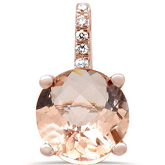 GEMSTONE CLOSEOUT! 1.06ct F SI 14K Rose Gold Diamond & Morganite Gemstone Pendant