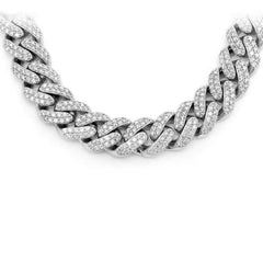 SPECIAL!11MM 9.87ct G SI 14KT White Gold Diamond Round Cuban Necklace 22"