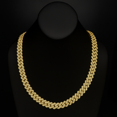 DIAMOND CLOSEOUT!  11MM 14.5ct G SI 14K Yellow Gold Diamond Square Cuban Necklace 22"