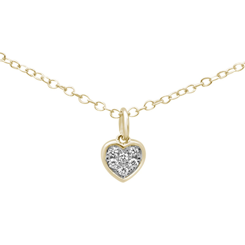 DIAMOND CLOSEOUT! .05ct 14K Yellow Gold Diamond Heart Pendant Necklace 18" Long