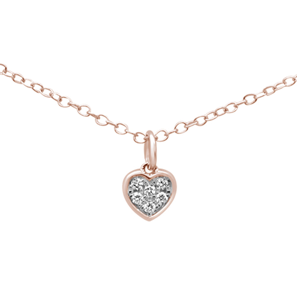 DIAMOND CLOSEOUT! .06ct F SI 14K Rose Gold Diamond Heart Pendant 18" Necklace 18" Long