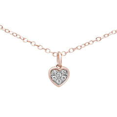 DIAMOND CLOSEOUT! .06ct F SI 14K Rose Gold Diamond Heart Pendant 18" Necklace 18" Long