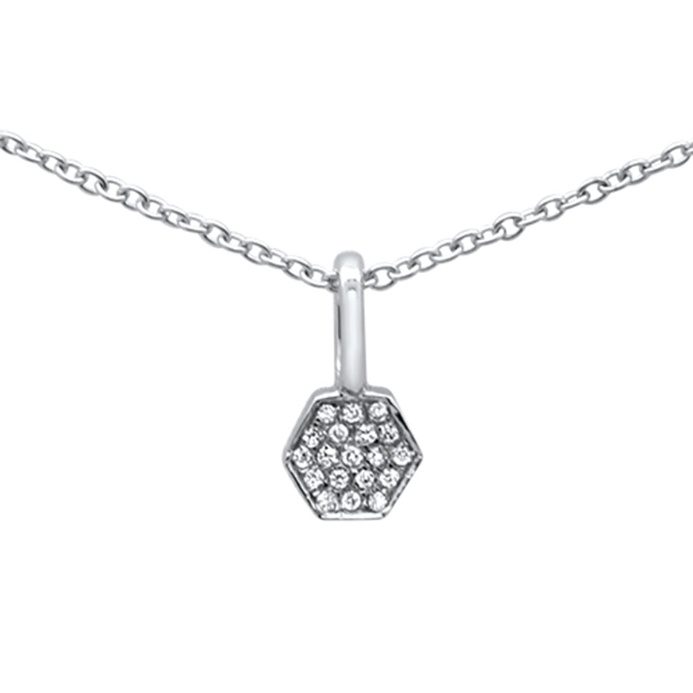 DIAMOND CLOSEOUT!  .03ct G SI 14K White Gold Diamond Geometric Shape Pendant Necklace 16+2" Ext.