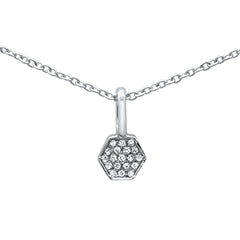 DIAMOND CLOSEOUT!  .03ct G SI 14K White Gold Diamond Geometric Shape Pendant Necklace 16+2" Ext.
