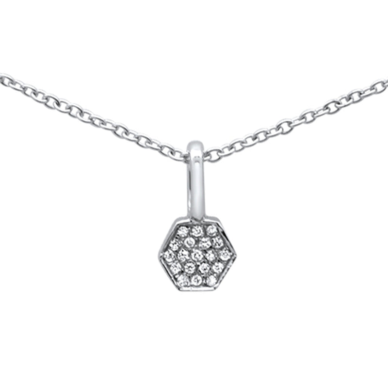 DIAMOND CLOSEOUT!  .03ct G SI 14K White Gold Diamond Geometric Shape Pendant Necklace 16+2" Ext.