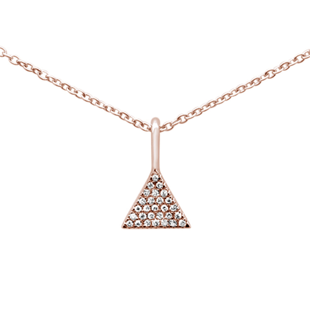 DIAMOND CLOSEOUT! .05ct G SI 14K Rose Gold Diamond Modern Triangle Pendant Necklace 16+2" Ext.