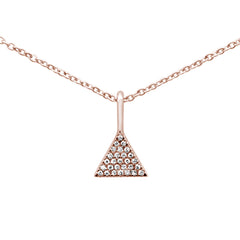 DIAMOND CLOSEOUT! .05ct G SI 14K Rose Gold Diamond Modern Triangle Pendant Necklace 16+2" Ext.