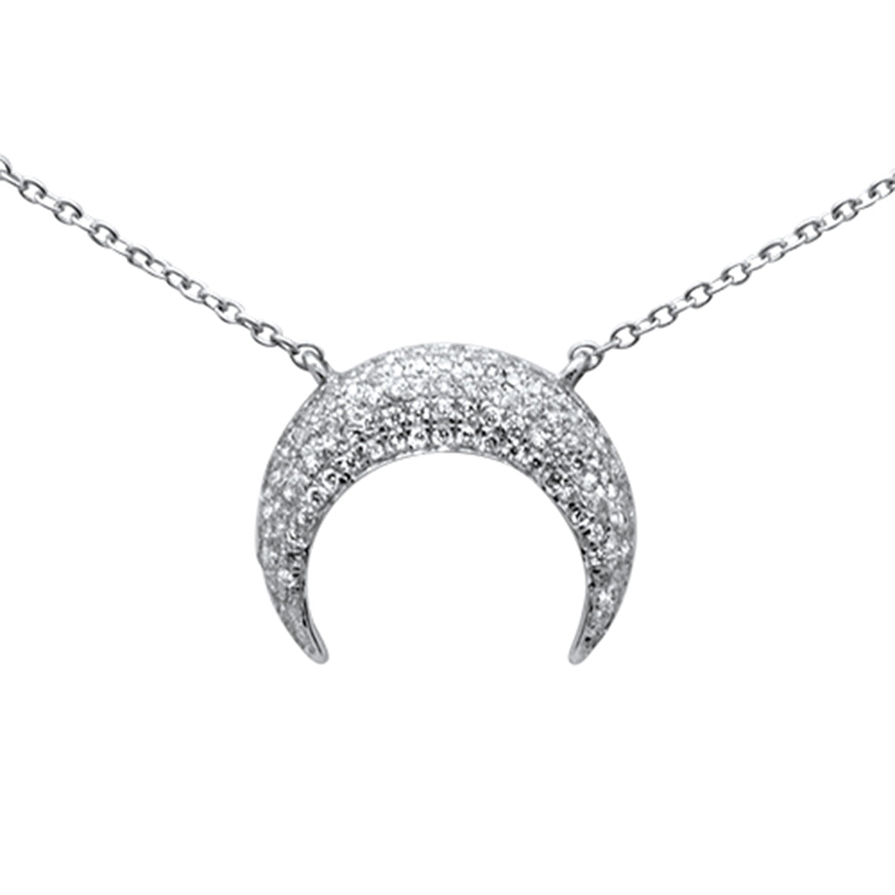 DIAMOND CLOSEOUT! .26ct G SI 14K White Gold Diamond Trendy Half Moon Pendant Necklace 16+2" Ext.