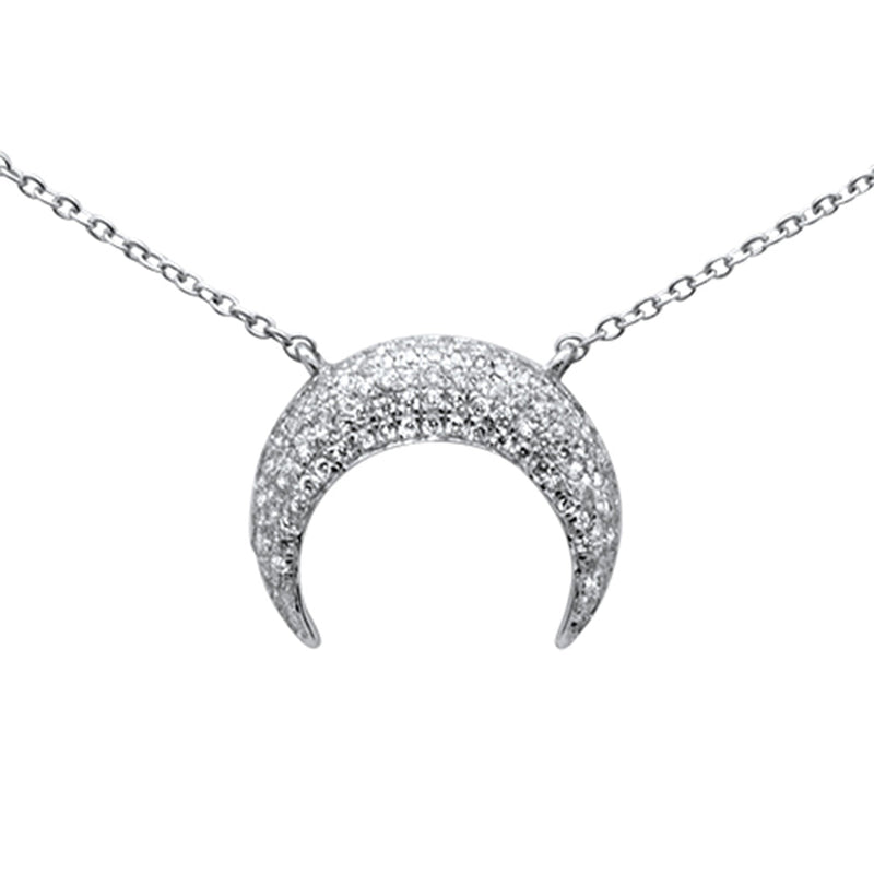 DIAMOND CLOSEOUT! .26ct G SI 14K White Gold Diamond Trendy Half Moon Pendant Necklace 16+2" Ext.