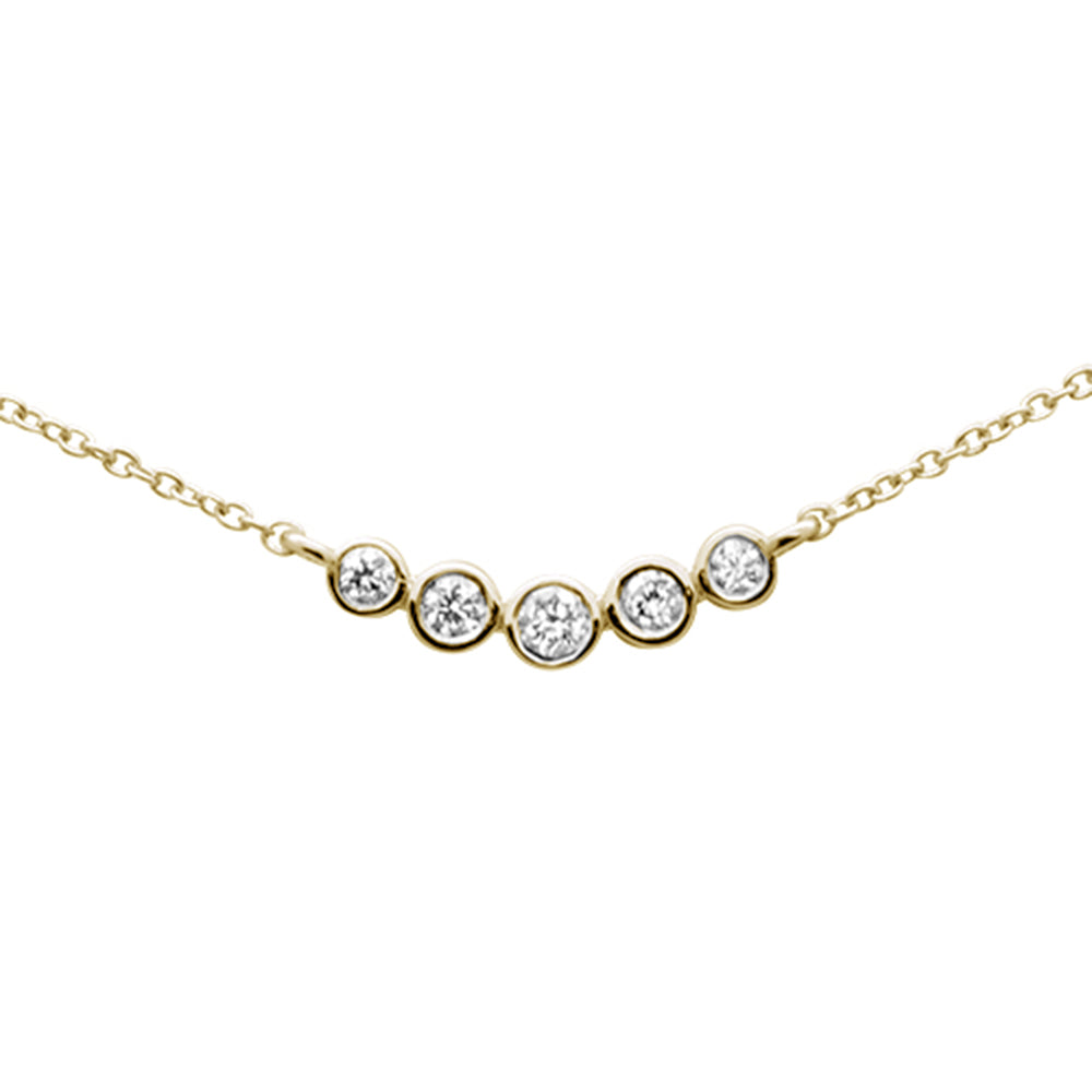 DIAMOND CLOSEOUT! .15ct G SI 14K Yellow Gold 5 Diamond Trendy Pendant Necklace16+2" Ext.