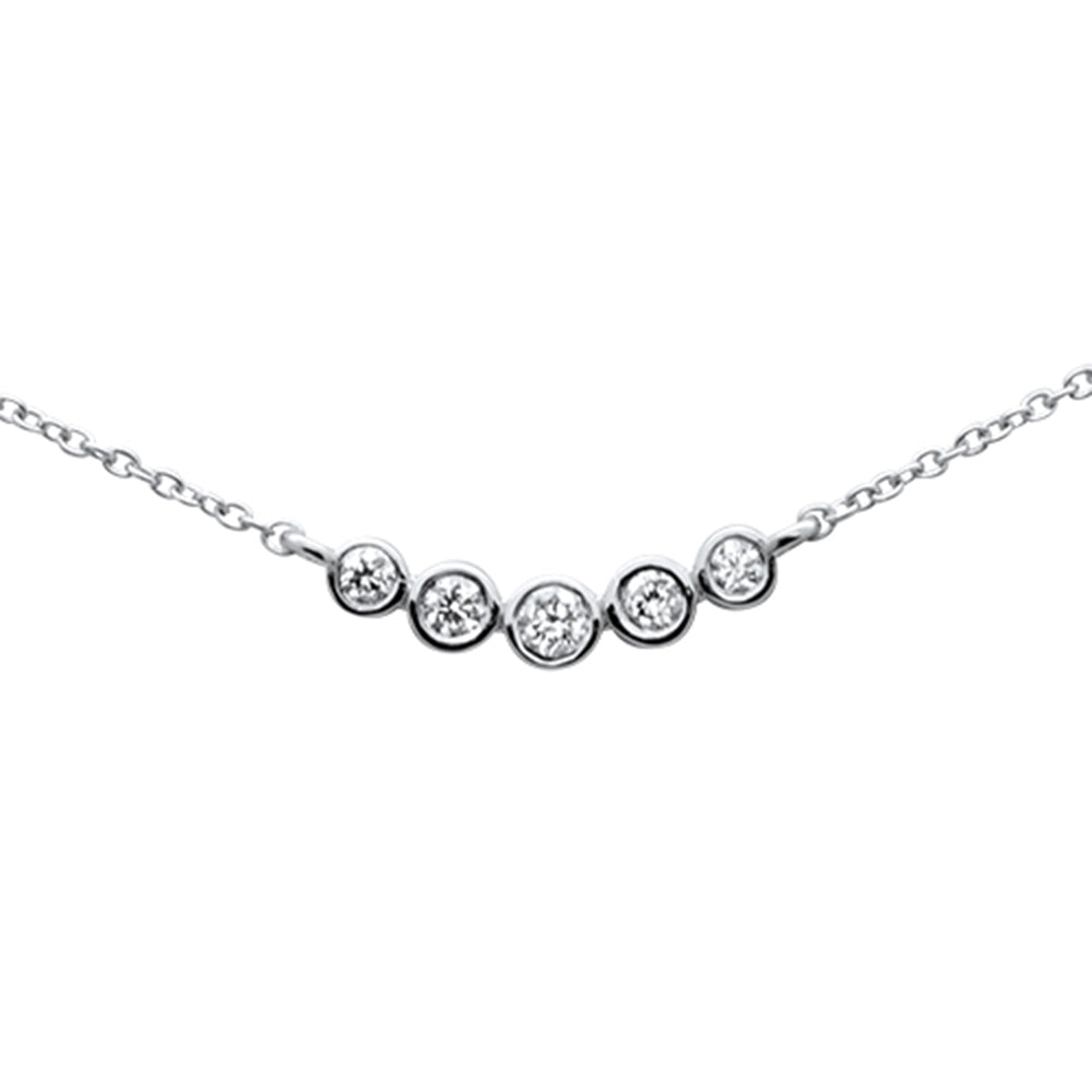 DIAMOND CLOSEOUT! .14ct G SI 14K White Gold Diamond 5 Stone Pendant Necklace 16+2" Ext.