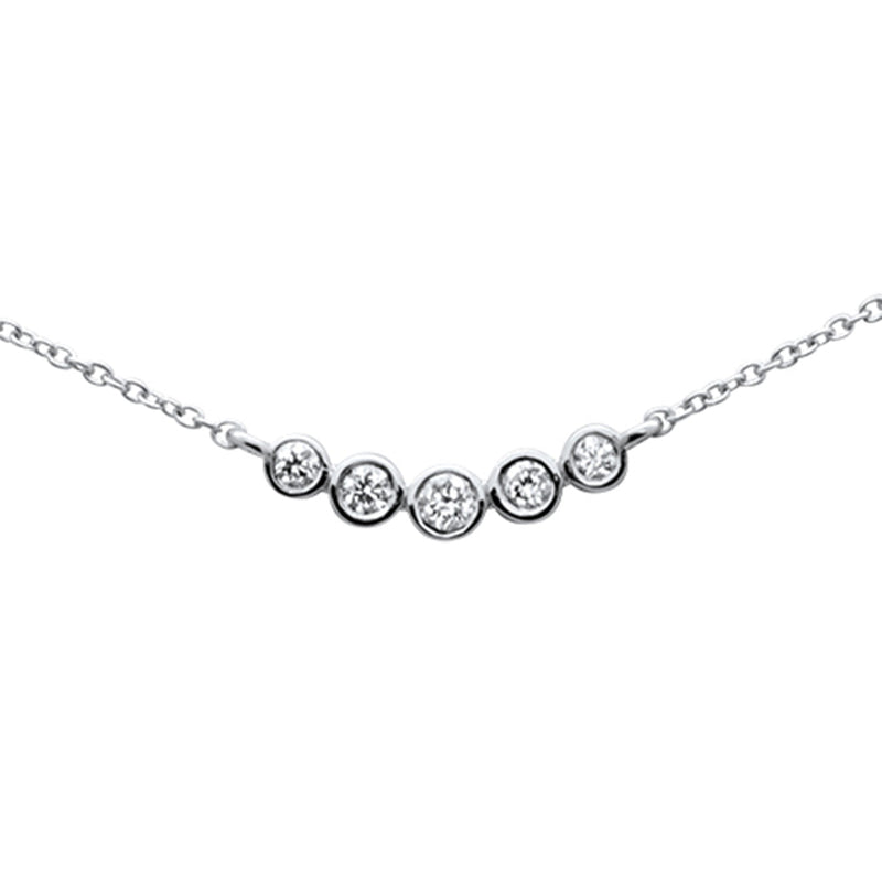 DIAMOND CLOSEOUT! .14ct G SI 14K White Gold Diamond 5 Stone Pendant Necklace 16+2" Ext.